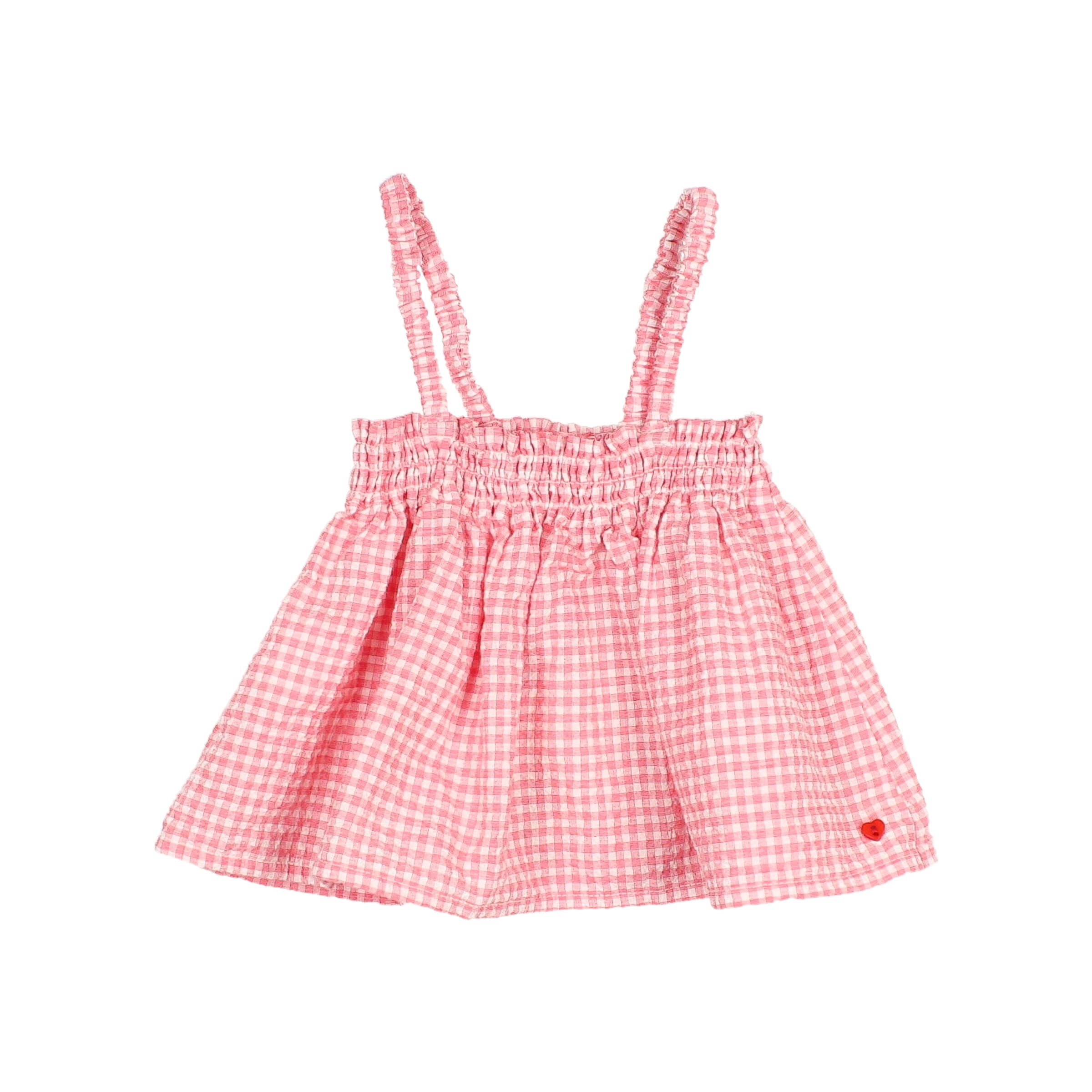 Blouse Gingham Coral Red